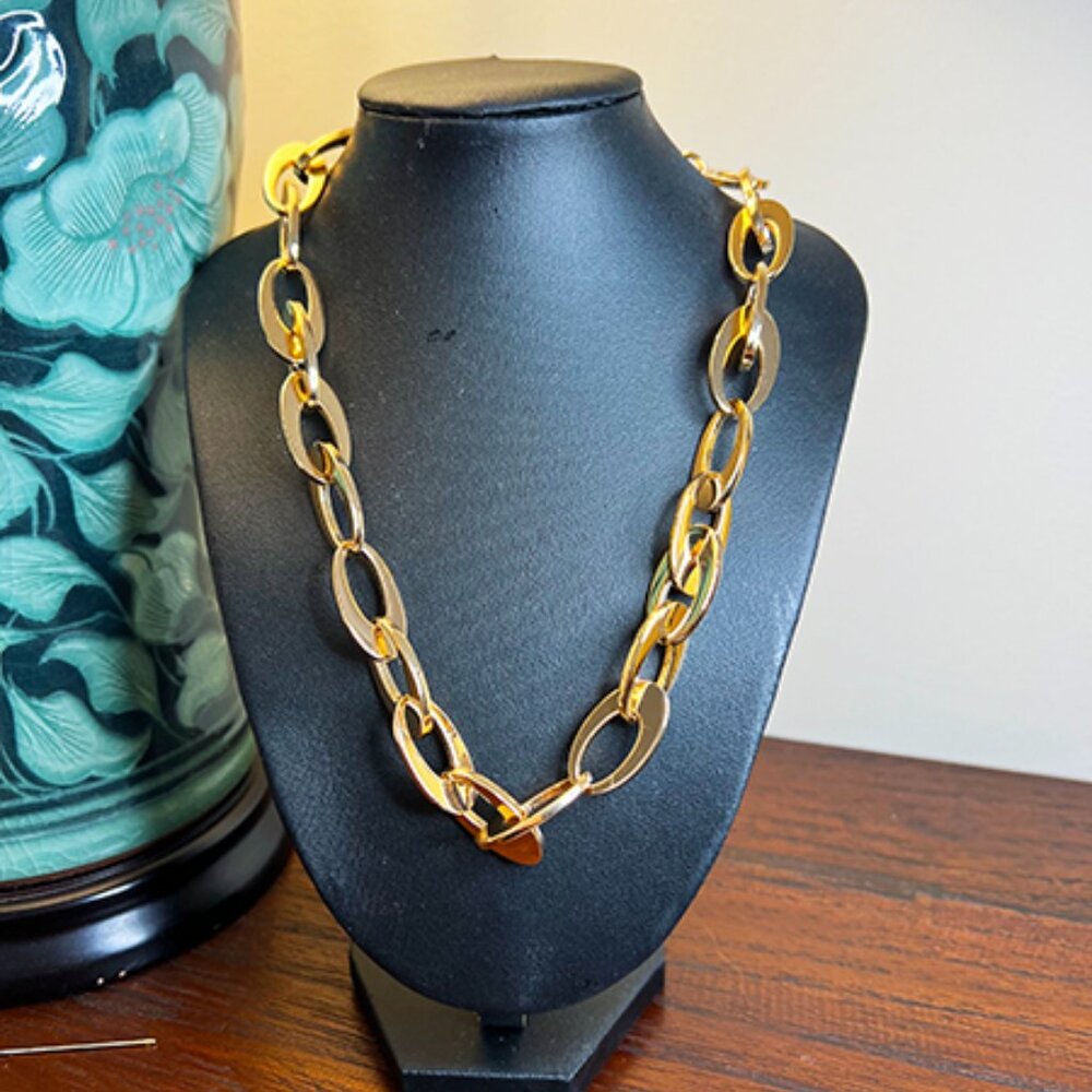 Dannijo – High Gloss Bold Gold Link Statement Necklace - NWOT